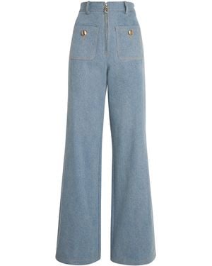 Sandro High-Rise Wide-Leg Jeans - Blue
