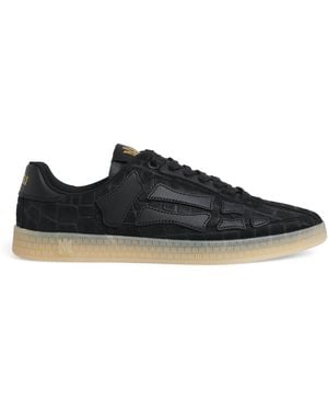 Amiri Suede Pacific Bones Low-Top Sneakers - Black