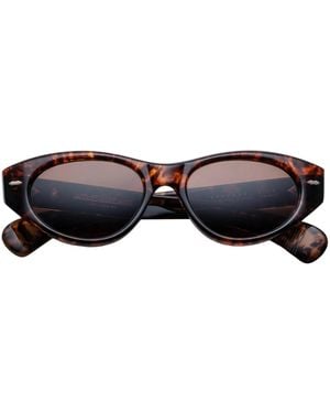 Jacques Marie Mage Tortoiseshell Krasner Oval Sunglasses - Black
