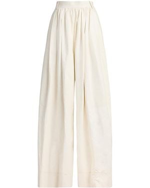 Ralph Lauren Leather Vanessa Wide-Leg Trousers - White