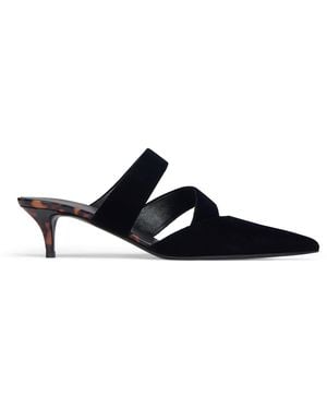 Balmain Velvet Heeled Mules 45 - Black