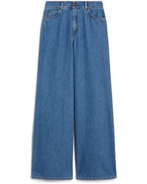 Weekend by Maxmara Soft Cotton Wide-Leg High-Rise Jeans - Blue