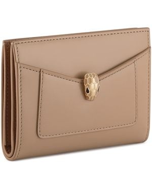BVLGARI Leather Serpenti Forever Folded Card Holder - Natural