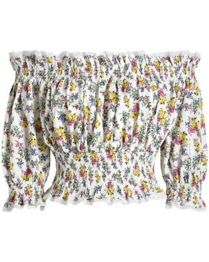 Dolce & Gabbana Cotton-Blend Floral Top - White
