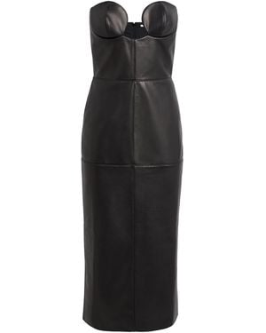 Nensi Dojaka Leather Bustier Midi Dress - Black