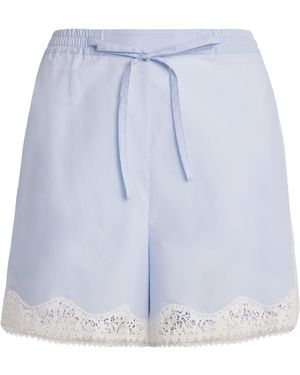 Sandro Cotton Lace-Detail Shorts - Blue