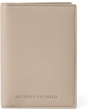 Brunello Cucinelli Leather Logo Wallet - Natural