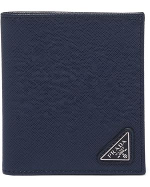 Prada Saffiano Leather Logo Wallet - Blue