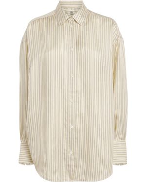 TOTEME Silk Oversized Stripe Shirt - White
