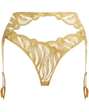 Coco De Mer Lace Celeste Open Suspender Briefs - Metallic