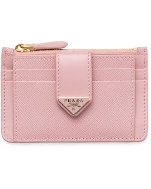 Prada Saffiano Leather Card Holder - Pink