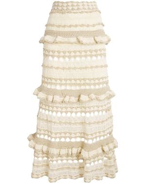 Zimmermann Metallic Crochet Wanderlust Midi Skirt - Natural