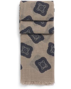 Giorgio Armani Virgin Wool-Yak Wool Printed Foulard - Grey