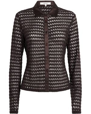FRAME Satin-Collar Bubble-Stitch Shirt - Black
