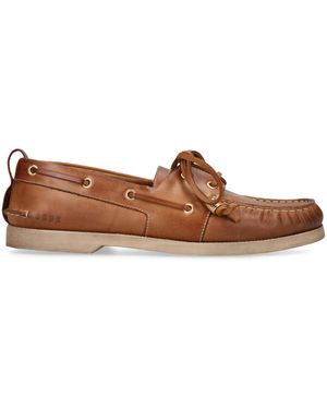 Golden Goose Leather Boat Shoes - Brown