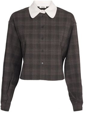 Sandro Check Contrast-Collar Shirt - Black
