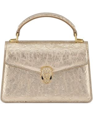 BVLGARI Mini Leather Serpenti Forever Top-Handle Bag - Metallic