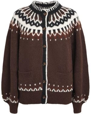 Doen Alpaca-Blend Jacquard Cardigan - Brown