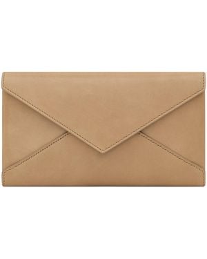 Saint Laurent Large Leather Letter Flap Wallet - Natural