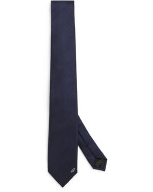 Brioni Silk Herringbone Tie - Blue