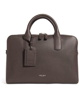 Giorgio Armani Leather Briefcase - Brown