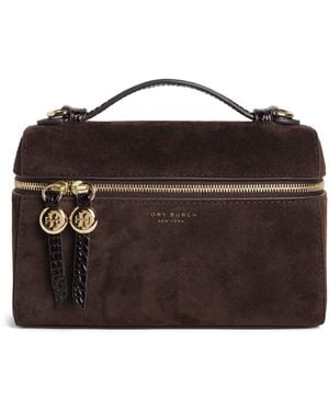 Tory Burch Suede Romy Clutch Bag - Brown