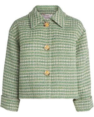 Carolina Herrera Tweed Cropped Jacket - Green