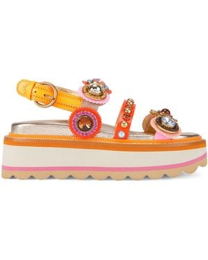 Kurt Geiger Embellished Octavia Flatform Sandals - Orange