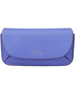 Smythson Panama Leather Sunglasses Case - Blue