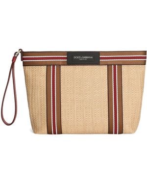 Dolce & Gabbana Raffia-Effect Wash Bag - Natural