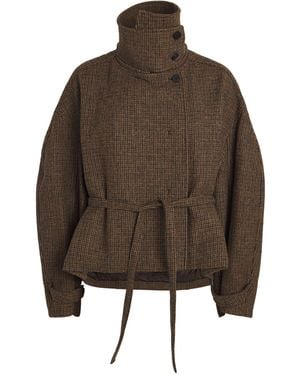 LE17SEPTEMBRE Wool Tweed High-Neck Jacket - Brown