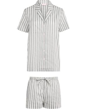 Derek Rose Cotton Capri Pyjama Set - White
