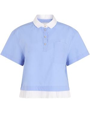 Claudie Pierlot Cotton Contrast-Trim Top - Blue