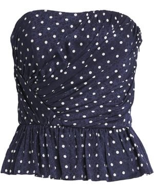 Maje Polka-Dot Ruffled Peplum Top - Blue
