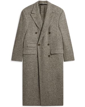 dunhill Cashmere Donegal Tweed Double-Breasted Overcoat - Gray