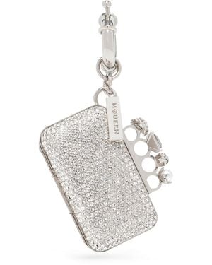 McQueen Embellished Knuckle Clutch Charm - Metallic
