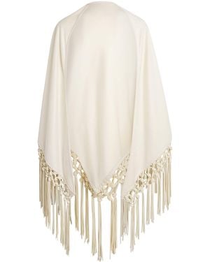 Colombo Cashmere And Leather Fringe-Trim Cape - White