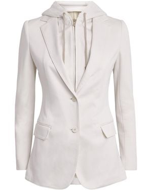 Eleventy Cotton-Blend Hooded Blazer - White