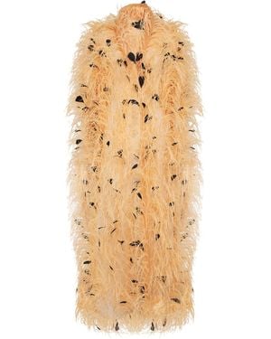 LAPOINTE Embellished Feather Overcoat - Metallic
