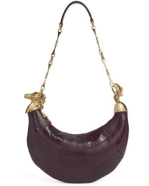 Chloé Leather-Snakeskin Chain Horse Shoulder Bag - Purple