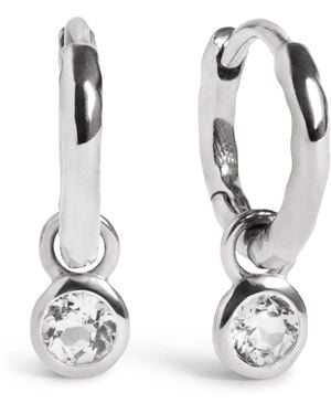 Monica Vinader Sterling And Topaz April Birthstone Huggie Earrings - White