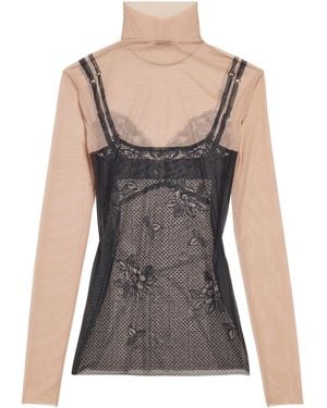 スーツ BALENCIAGA Balenciaga Trompe Oeil Lingerie Top Balenciaga Lingerie Trompe L'oeil Mesh Turtleneck Top