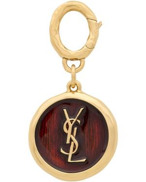 Saint Laurent Enameled Cassandre Medallion Charm - Metallic