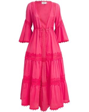 Charo Ruiz Cotton Glen Kaftan Robe - Pink