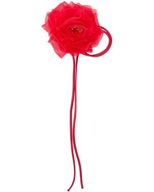 Max Mara Silk Flower Hair Clip - Red