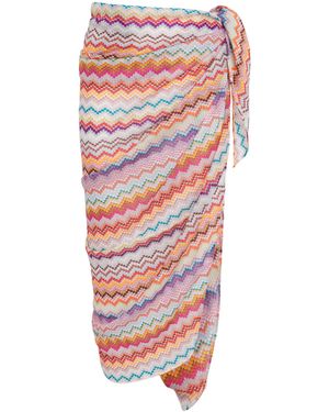 Missoni Pixel-Effect Zigzag Maxi Pareo - Red