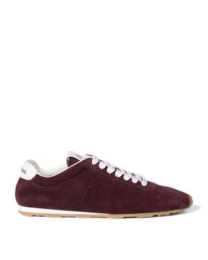 Miu Miu Suede Plume Sneakers - Metallic
