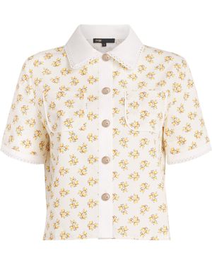 Maje Lace-Trim Floral Shirt - White