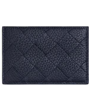 Bottega Veneta Leather Intreccio Card Holder - Blue