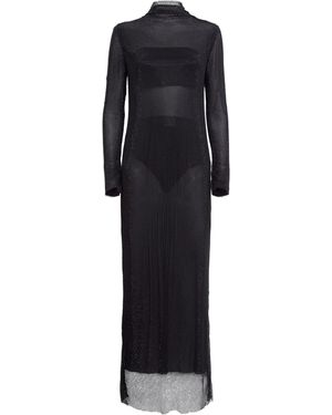 Camilla & Marc Rhinestone Mesh Lunette Maxi Dress - Black